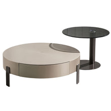 Modern Wood Round Coffee Table With Stainless Steel Legs And Plenty Of Storage Tables