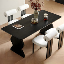 Black Pine Wood Modern Rectangular Dining Table Kitchen