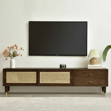 Scandinavian TV Stand with Drawers, 1 Exterior Shelf, 2 Cabinets, and Legs for Low Height - ALINDA DECOR