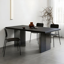 Black Stone Modern Rectangular Dining Table Kitchen