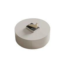 Unique Round Wood Coffee Table With Contemporary Black Drum Base White / 31L X 31W 13H+24L 24W 17H