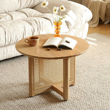 Modern Wood Round Coffee Table With Stainless Steel Legs And Plenty Of Storage / 24L X 24W 16H