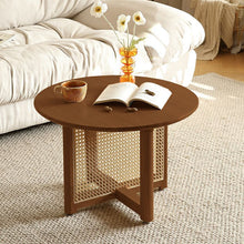 Modern Wood Round Coffee Table With Stainless Steel Legs And Plenty Of Storage Dark Brown / 24L X