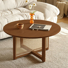 Modern Wood Round Coffee Table With Stainless Steel Legs And Plenty Of Storage Dark Brown / 31.5L X