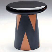 Glam Ceramic Round Pedestal Side Table With Storage In Standard Size Rose Gold Black End & Tables