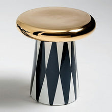 Glam Ceramic Round Pedestal Side Table With Storage In Standard Size Rose Gold Black/ White End &
