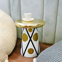 Glam Ceramic Round Pedestal Side Table With Storage In Standard Size Rose Gold End & Tables