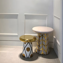 Glam Ceramic Round Pedestal Side Table With Storage In Standard Size Rose Gold End & Tables