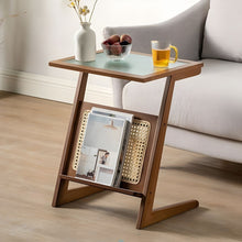 Scandinavian C Table With Clear Glass Rectangular Top And Wood Base Tan / 18.5L X 14.5W 23H End &