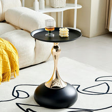 Modern End Table With Pedestal Base And Tray Top In Black - Reserve Installation Holes Included
