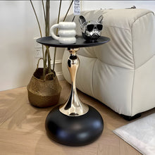 Modern End Table With Pedestal Base And Tray Top In Black - Reserve Installation Holes Included &