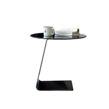 Modern Gray Glass C Table With Sleek Black Base And Tempered Top End & Side Tables