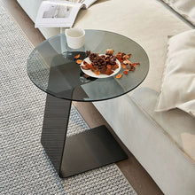 Modern Gray Glass C Table With Sleek Black Base And Tempered Top 15.7L X 15.7W 23.6H / Steel End &