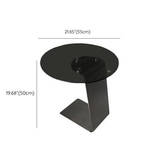 Modern Gray Glass C Table With Sleek Black Base And Tempered Top 22L X 22W 20H / Steel End & Side
