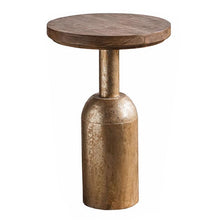 Rustic Brown Wood Pedestal End Table With Distressed Iron Base 17L X 17W 25H & Side Tables