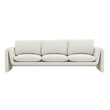 Off-White Sherpa Upholstered Scandinavian Beck Sofa With Beige Cushions