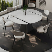 Modern White Stone Round Dining Table Kitchen