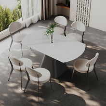 Modern White Stone Round Dining Table Kitchen