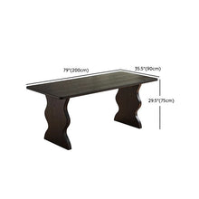 Black Pine Wood Modern Rectangular Dining Table 94.5L X 35.4W 29.5H Kitchen