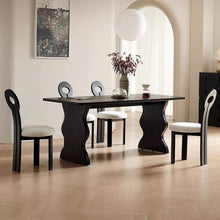 Black Pine Wood Modern Rectangular Dining Table Kitchen