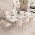 White Stone Rectangle Modern Dining Table Kitchen