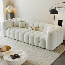 White Sherpa Upholstered Modern Sofa With Tuxedo Arm And Foam Seat -