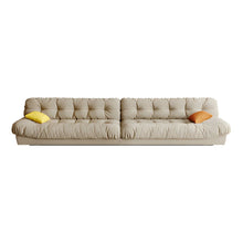 Modern Brown Wood Frame Sofa With Tufted Back In Flannel Upholstery