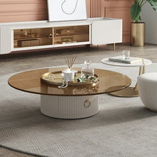Alinda Nordic style round stone plate coffee table