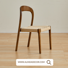 Alinda Solid Wood Dining Chair Retro Simple Designer Rope Casual Backrest Chair
