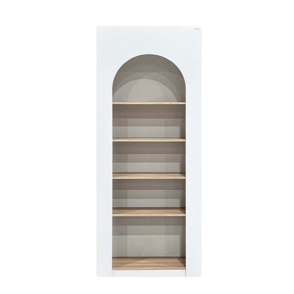 Alinda Mira Modern Display Shelf Curved Door Display (White)