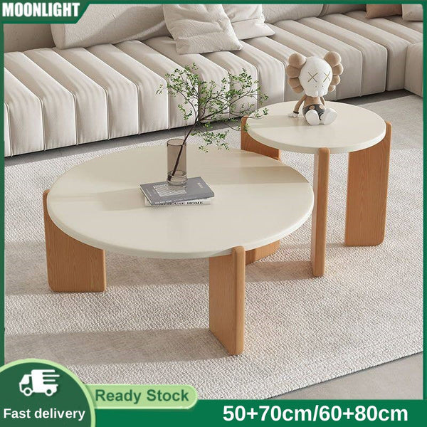 【Moonlight】Oak Coffee Table Living Room Cloud Irregular Nordic Light Luxury Creative Design For