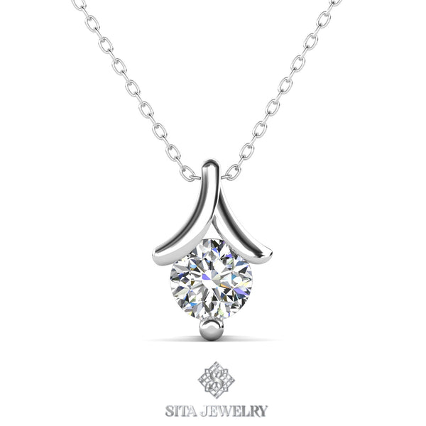 SITA Jewelry: Premium Austrian Crystal V-Charm Pendant Necklace  925 Sterling