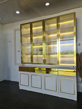 Alinda Curved Door Display Shelf White Frame Gold