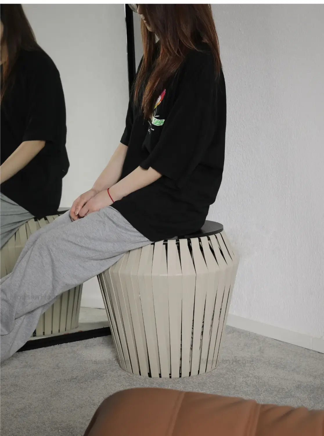 multifunction round storage stool ottoman