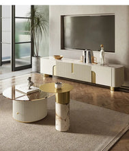 Glass Coffee Table Tv Cabinet Rectangle Center Tables White Display Sideboard With Drawers Round