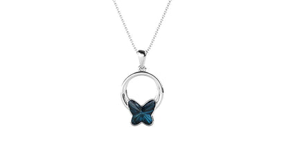 SITA JEWELRY Small Butterfly Cerulean Blue Pendant Necklace