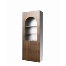 Alinda Curved Display Shelf with 2 Straight Doors (Mocha) - ALINDA DECOR
