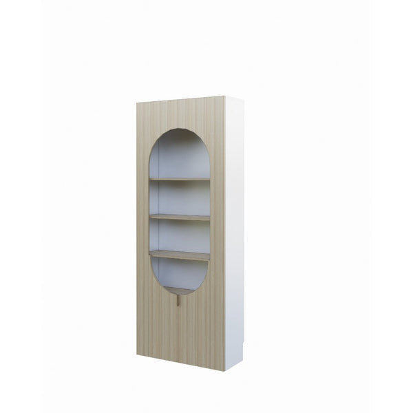 Alinda Mira Modern Display Shelf Curved Door Display (White Maple) - ALINDA DECOR