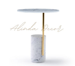Alinda Modern luxury design round carrara marble base stainless steel - ALINDA DECOR