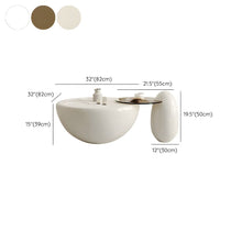 Free Form Glass Coffee Table with Wood Drum Base - Modern Style - ALINDA DECOR