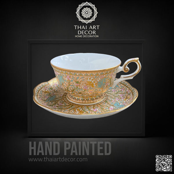 Espresso cup and saucer 90 milliliters Product From Thailand for Gift Souvenirs Original Ceramic Thailand