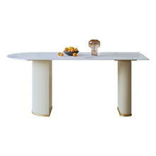 light luxury island rock slab dining table one rectangular household bright luxury stone dining table - ALINDA DECOR