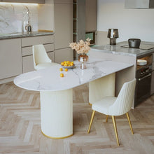 light luxury island rock slab dining table one rectangular household bright luxury stone dining table - ALINDA DECOR