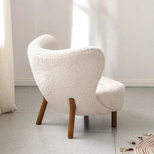 Modern Lounge Chair Teddy Wool Boucle Fabric White Accent Bedroom Hotel Lobby Living Room Club