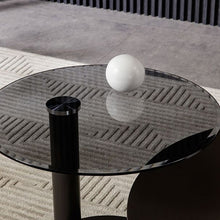 Modern Wood Round Coffee Table with Stainless Steel Legs and Plenty of Storage - ALINDA DECOR