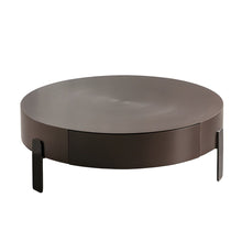Modern Wood Round Coffee Table with Stainless Steel Legs and Plenty of Storage - ALINDA DECOR