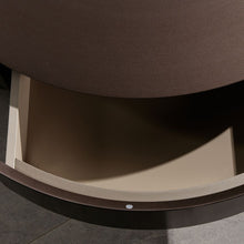 Modern Wood Round Coffee Table with Stainless Steel Legs and Plenty of Storage - ALINDA DECOR