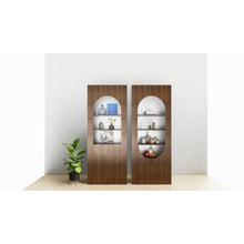 Alinda  Curved Display Shelf with 2 Straight Doors (Mocha)