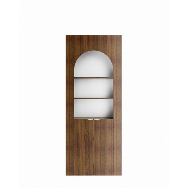 Alinda  Curved Display Shelf with 2 Straight Doors (Mocha)