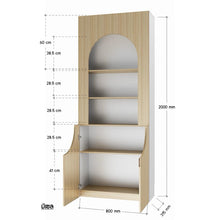 Alinda Mira Modern Display Shelf Curved Door Display (White Maple)